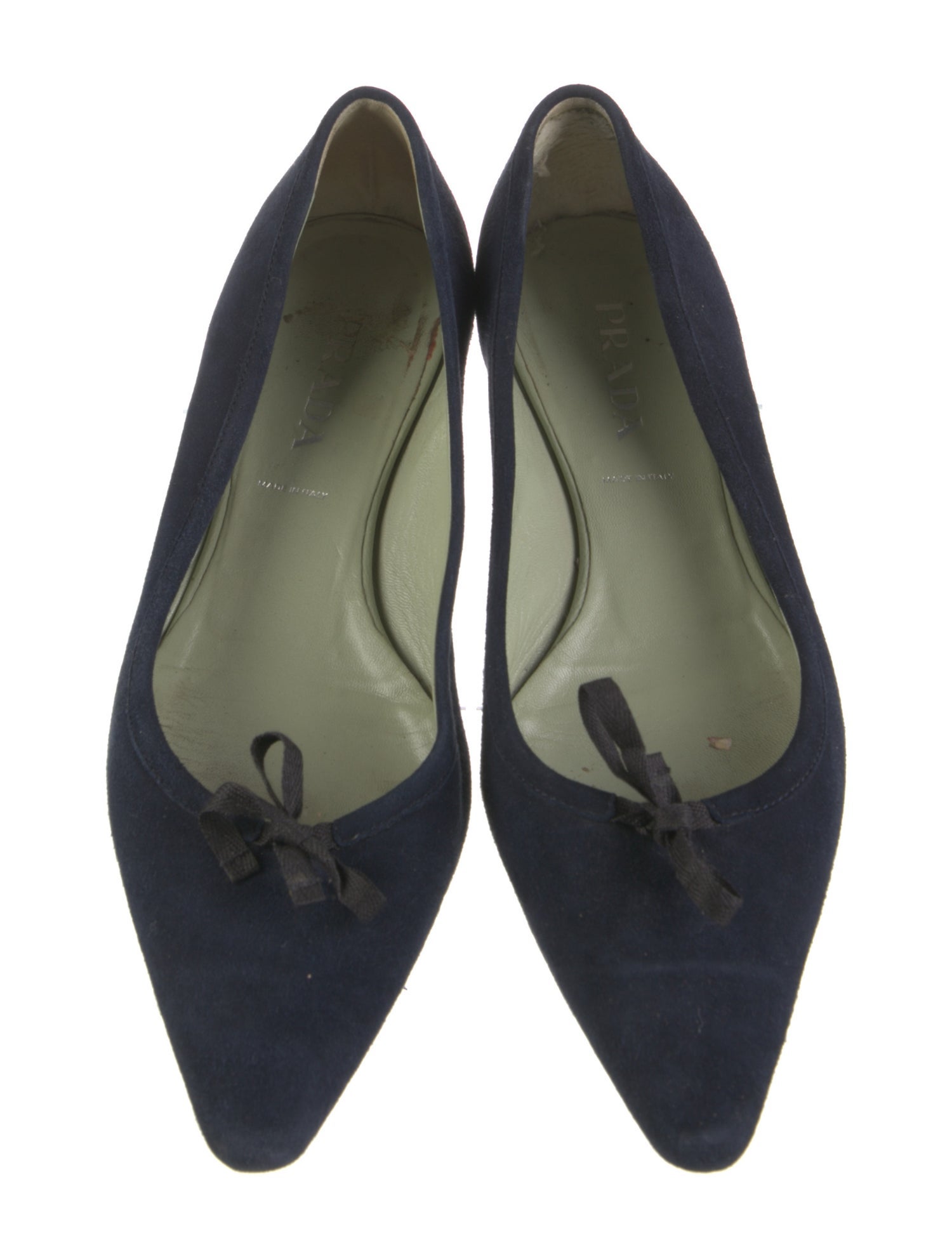 Prada Suede Bow Accents Ballet Flats